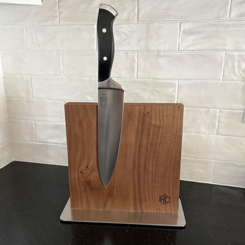 HEXCLAD Magnetic Walnut Knife Block Holder Open Box (Knife Not Included)